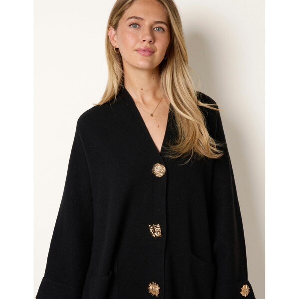 Blue Vanilla Gold Button Heavy Knit Cardigan