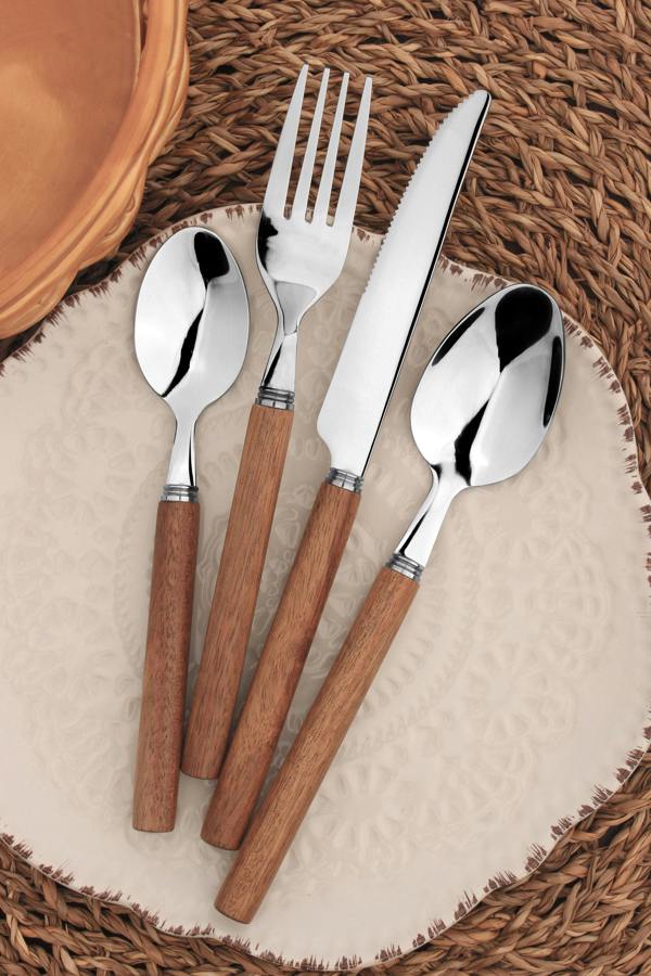 Cutlery Set Acacia Wooden Handle Stainless Steel