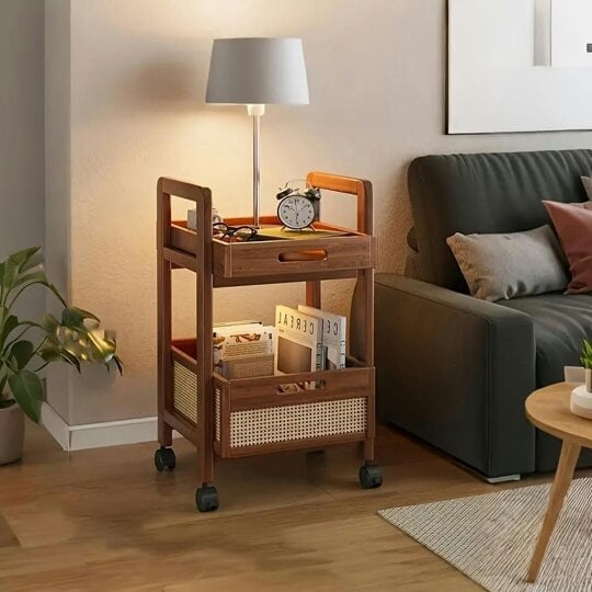 Havendro Multi-functional Wooden Storage Cart with Wheels for Snacks and Essentials