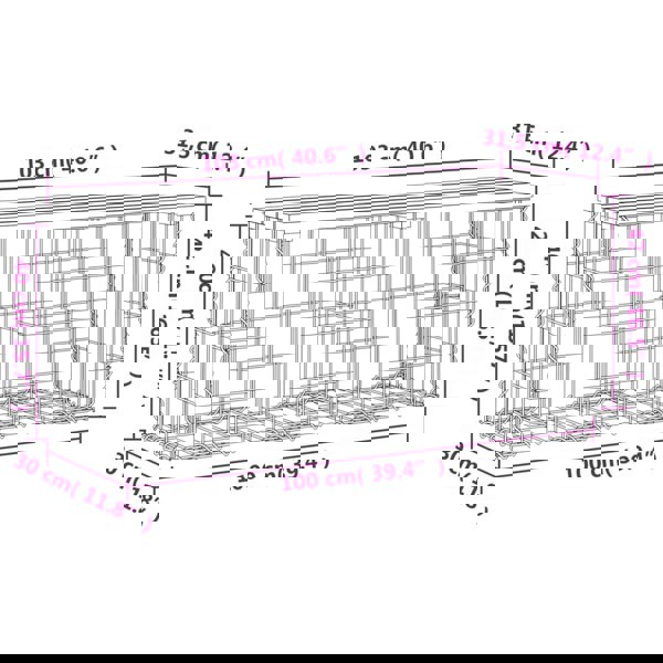 Berkfield Garden Bench Gabion Design 103x31.5x42 cm Solid Wood Pine