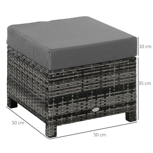 Wyld Haus Kadone Halu Rattan Grey Square Outdoor Footstool With Cushioned Top