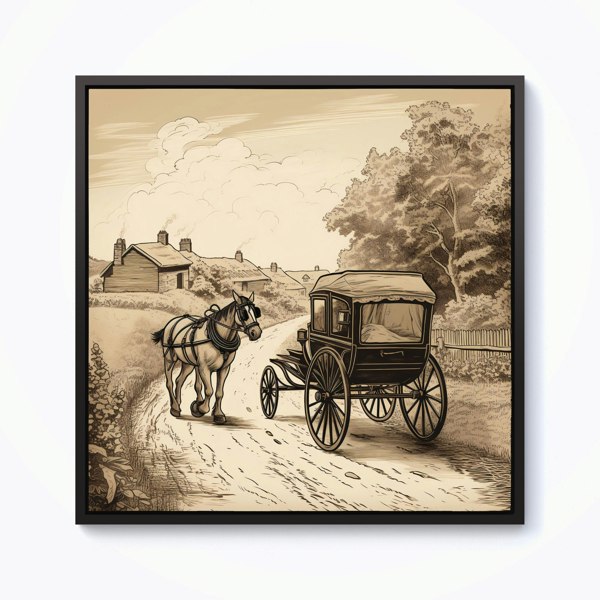 Warren Reed A Horse And His Cart Framed Canvas