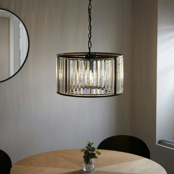 Pagazzi Lighting Resto Crystal & Matt Black Ceiling Light