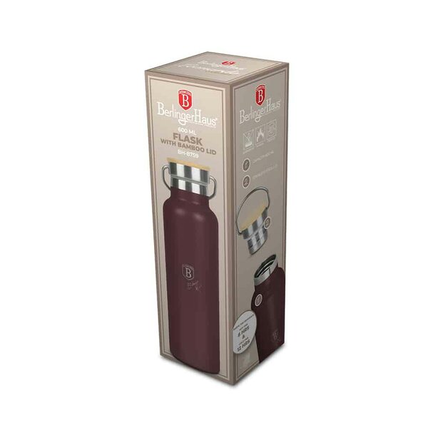 Berlinger Haus BH8759 0.6 L Flask with Bamboo Lid | Bordeaux