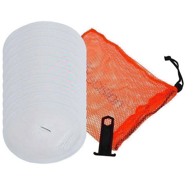 10 PACK 21cm Round Rubber Marker Set - WHITE Flat Disc Outdoor Football Pitch