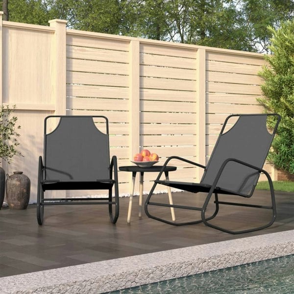 Berkfield Rocking Sun Loungers 2 pcs Grey Steel and Textilene