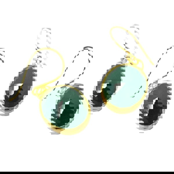 18ct Gold Plated Green Onyx Wire Drop Earrings