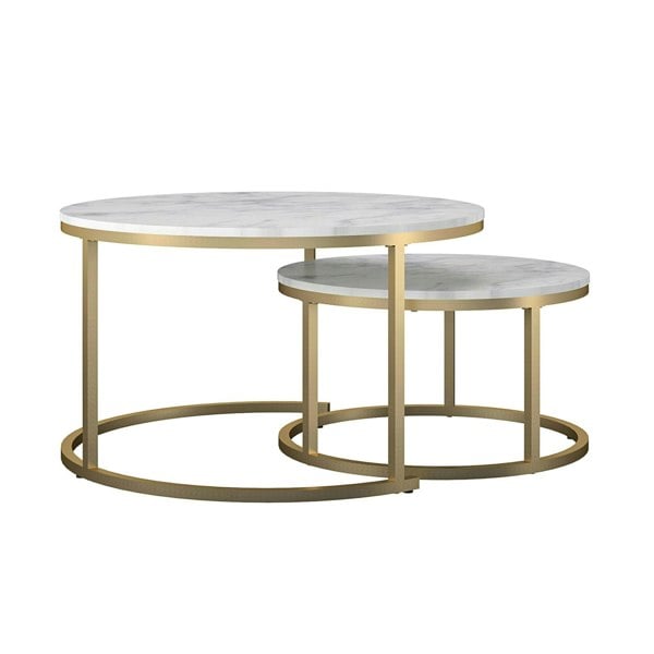 Dorel Home Amelia Nesting Coffee Tables White Marble