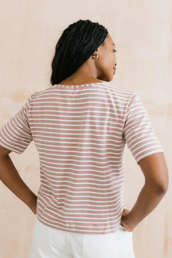 Lily & Me Kite Boxy Stripe T-Shirt Soft Pink