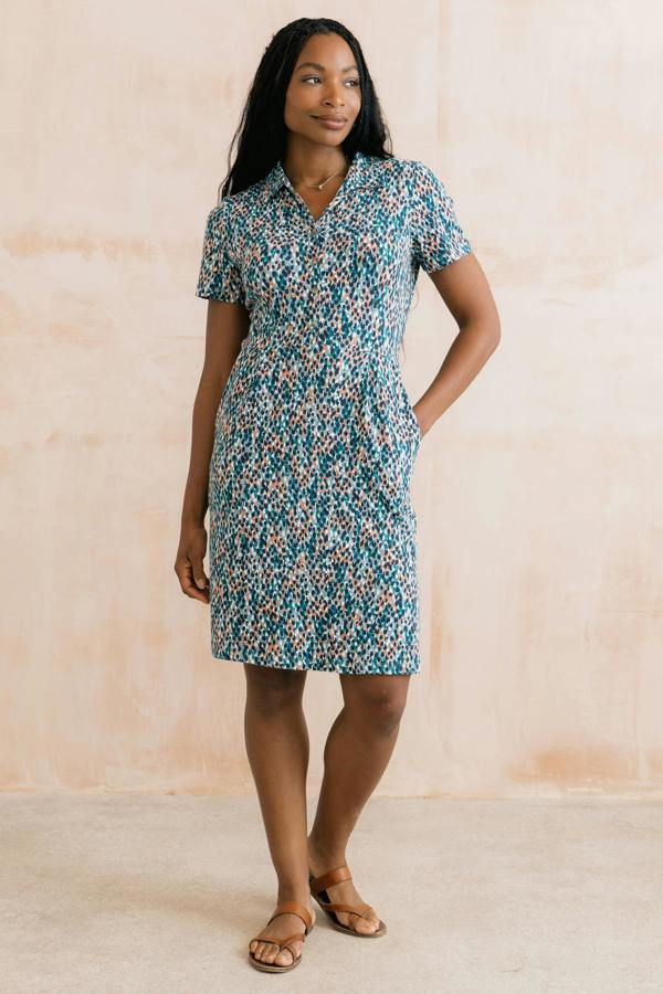 Lily & Me Elmore Printed Jersey Shirt Dress Ocean