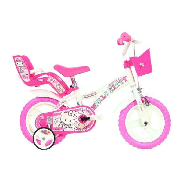 Dino Bikes Dino Hello Kitty Kids 12" Wheel Bike - White/Pink