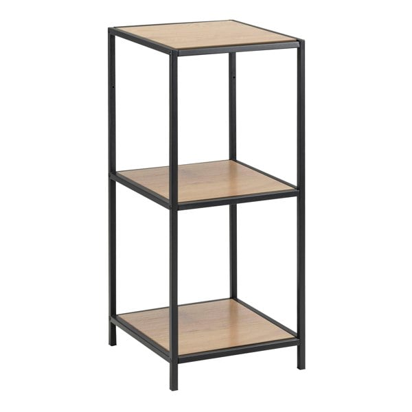 Furniture To Go Seaford Narrow Black Metal Bookcase with 2 Oak Shelves