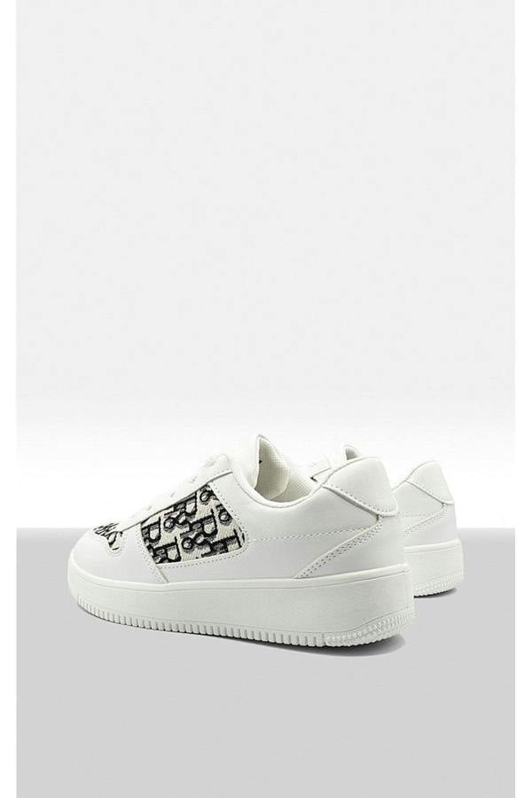 Raina Lace Up Platform Trainers - White