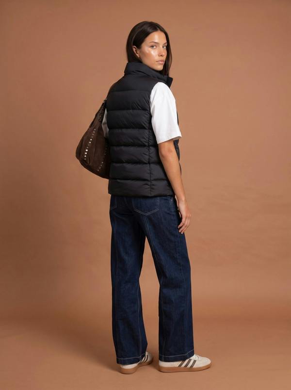 Urban Bliss Lightweight Puffer Gilet And Bag Black