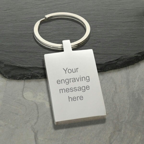 Christopher James of London Mirror Polished Rectangle Medic Aware Star Of Life Keyring With Engraving