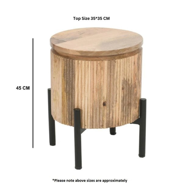IH Design Niles Solid Wood Bedside Table with Metal Legs