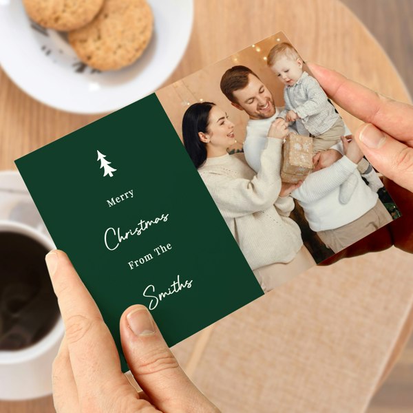 Personalised Memento Company Personalised Photo Upload Pack of 10 Green Christmas Cards