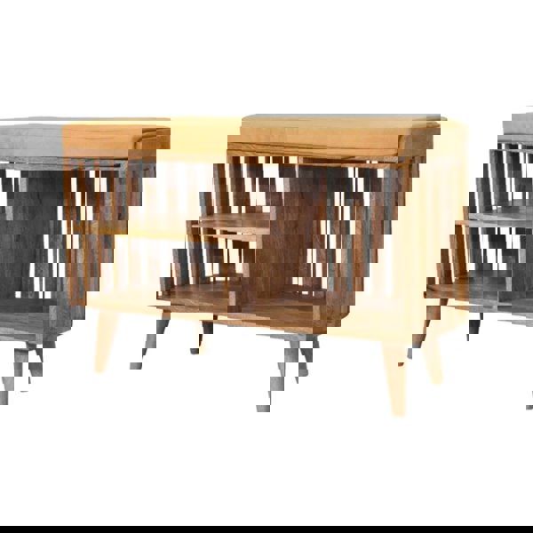 Artisan Furniture Slatted Oak-ish Bench with 3 slots