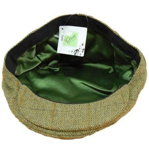 Green Tweed Game Tweed Flap Cap with peak for men  with satin lining for comfort