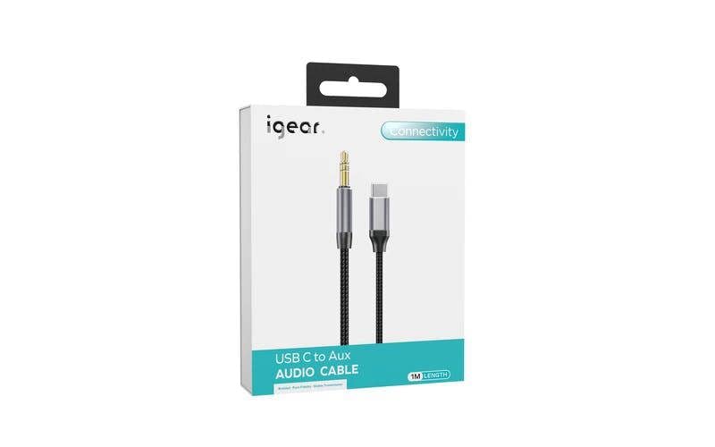 iGear USB C - Aux  Audio Premium Nylon Braided Cable