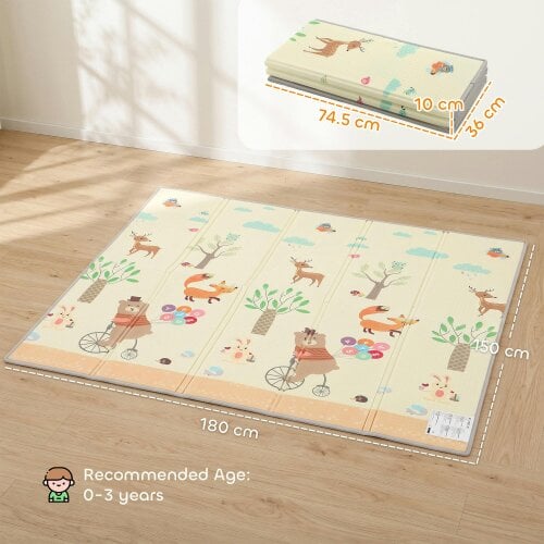 AIYAPLAY Foldable Reversible Baby Play Mat 180 x 150 cm, Animals & Forest