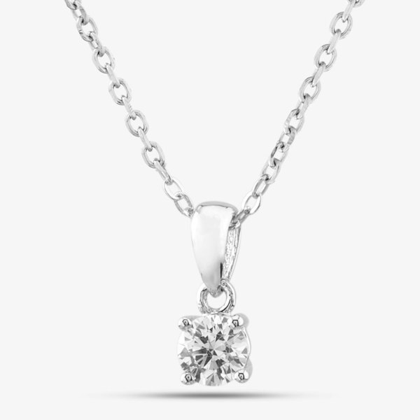 T. H. Baker Silver Small Brilliant Cut Cubic Zirconia Pendant Necklace ZQP00046