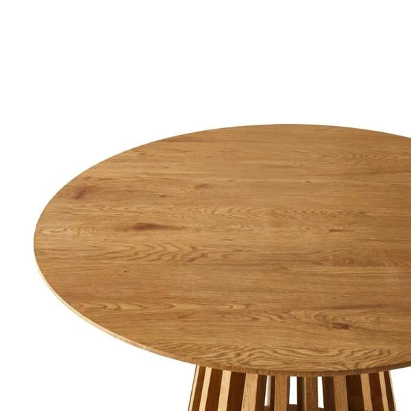 Outdoor Living Kayci Round Oak Dining Table with 4 Charlotte Velvet Chairs