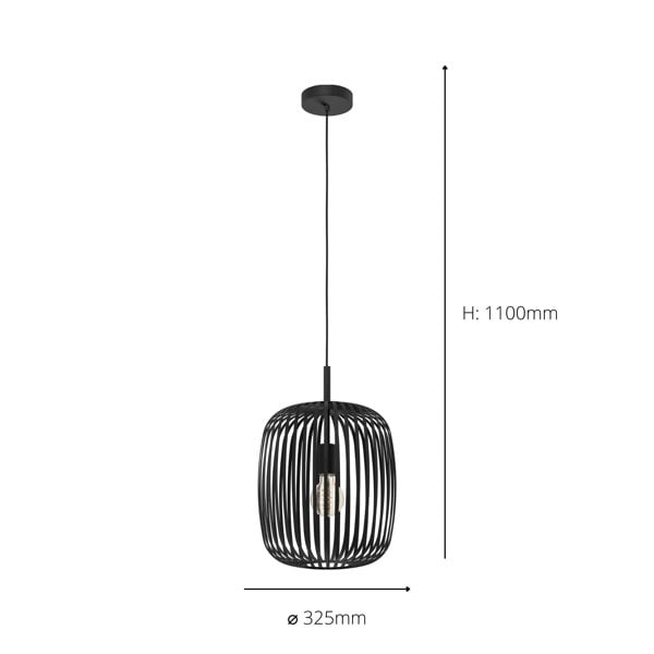 EGLO Romazzina Black Caged Single Pendant Light