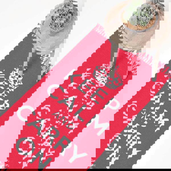 HOMESCAPES Keep Calm And Carry On Handwoven 100% Cotton Rug - 60 x 100 cm