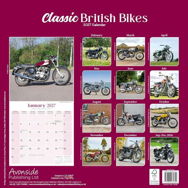 Classic British Bikes Calendar 2027