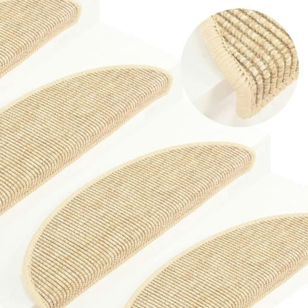 Berkfield Stair Mats Self-adhesive 15 pcs 56x17x3 cm Light Beige