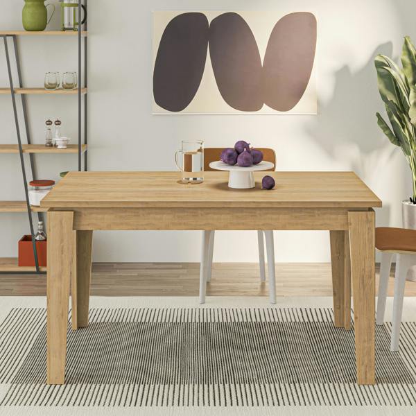 Decortie Tolmen Dining Table Rectangular Extendable Table Up to 6 Seater Contemporary Kitchen Table 140Wcm Living Room, Oak