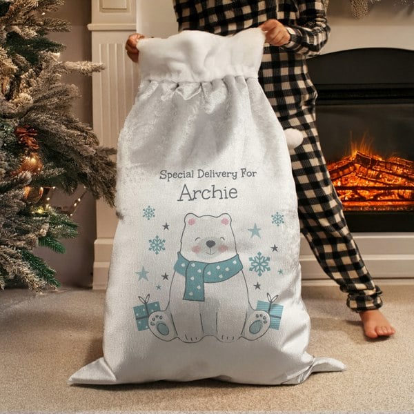 Personalised Memento Company Personalised Polar Bear Christmas Sack