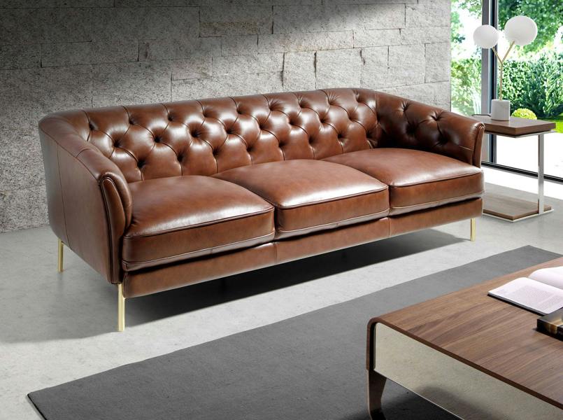 Angel Cerdá Chester sofa in cognac brown leather 6139/6140