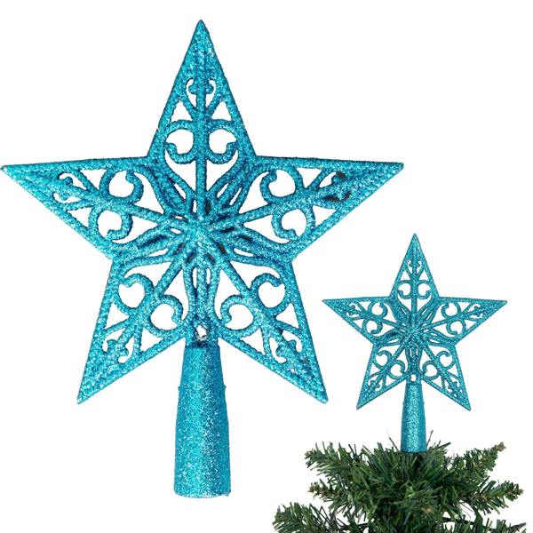14.5cm Glitter Star Christmas Tree Topper in Red, Gold, Silver, Blue, Rose Gold, Ice Blue, Dark Green and White image 1