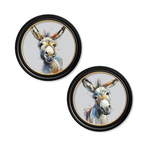 Exceptional Art Donkey Jack & Jennet Cosy Sketch - Oxford round frame