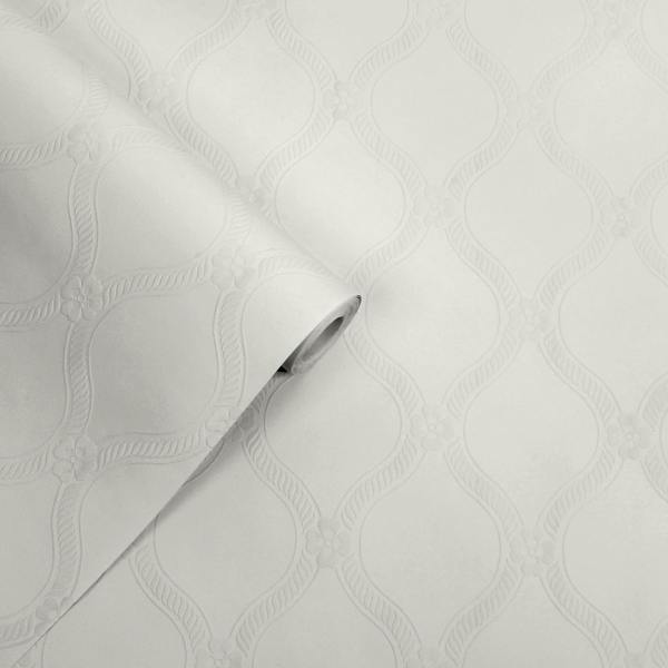 Laura Ashley Landford Paintable - White wallpaper