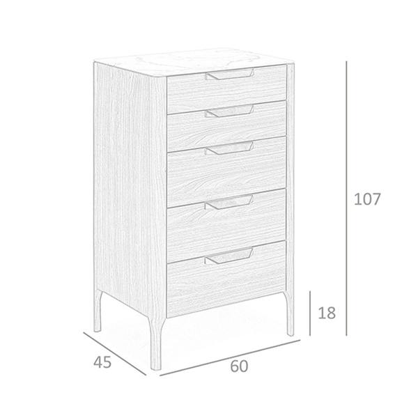 Angel Cerdá Walnut Chiffonier With Marble-look Glass Top 7039