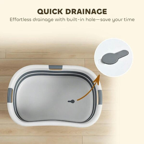 Dog Bath Tub, Portable Foldable Dog Bathtub with Drainage Hole, for Small Dogs Puppies Grey