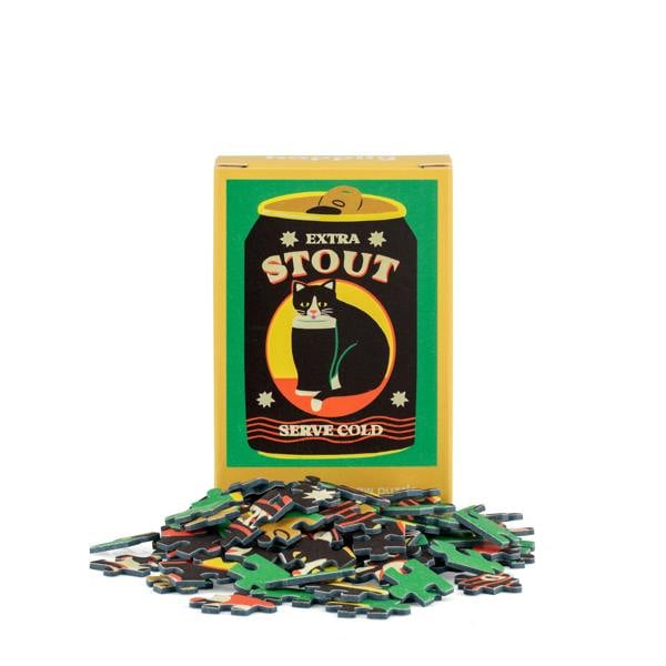 Happily Puzzles Extra Stout Cat  - 99 Piece Mini Jigsaw Puzzle
