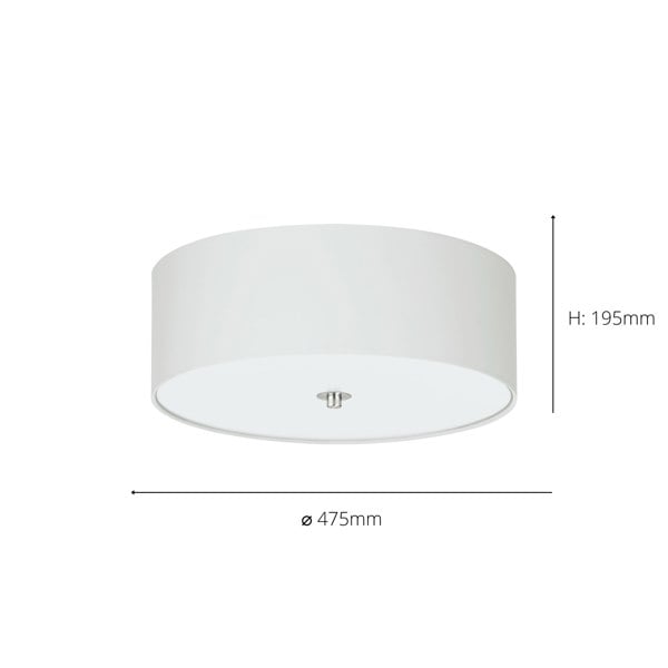 EGLO Pasteri 3-Light White Fabric Flush Ceiling Light
