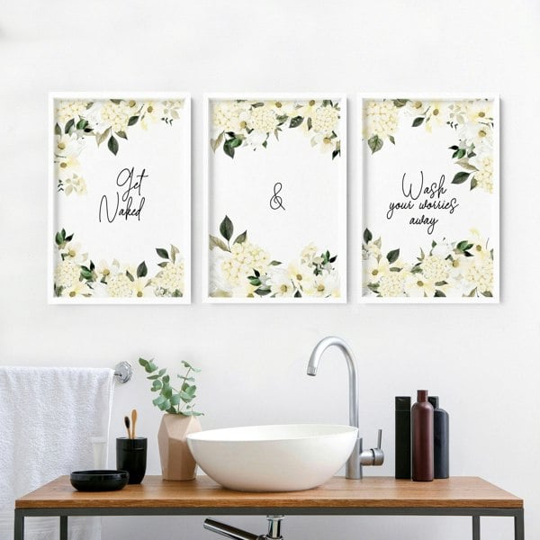 Wall art bathroom | set of 3 framed bathroom prints