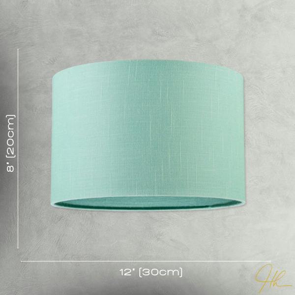 Designer Emerald Bay Green Textured Linen Fabric Circular Lamp Shade Image 7