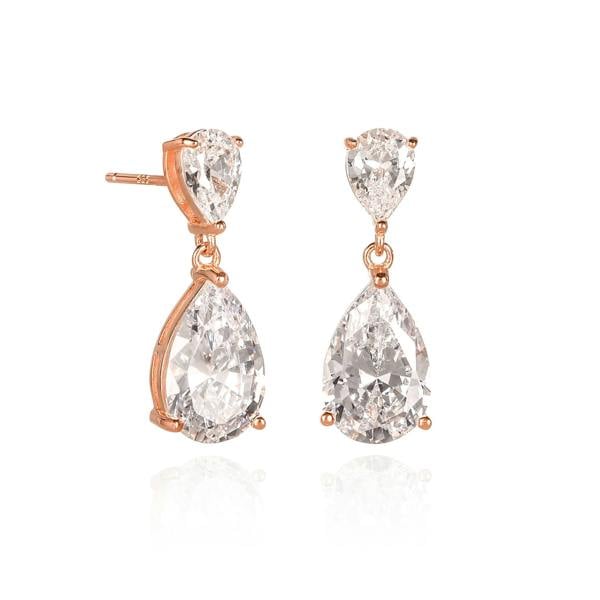 namana Rose Gold Plated 925 Sterling Silver Drop Earrings with Cubic Zirconia Stones