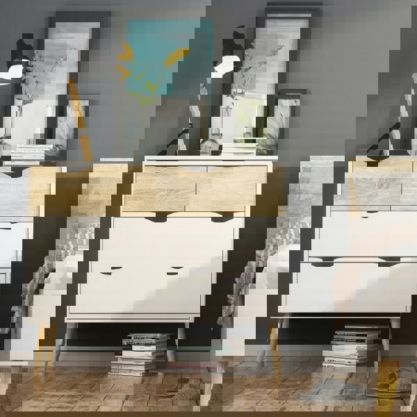 Furniture To Go Oslo Chest of 4 Drawers (2+2) in White and Oak