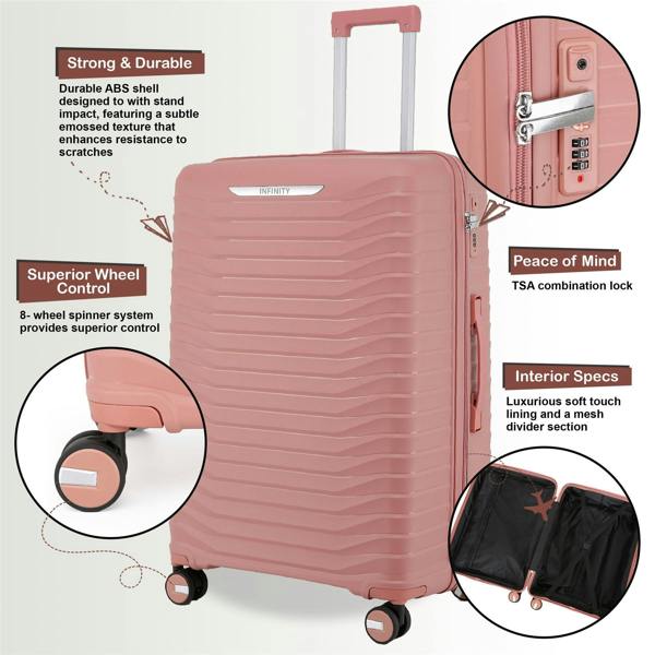 Infinity Luggage Hard Shell Suitcase Cabin TSA Luggage Travel Set