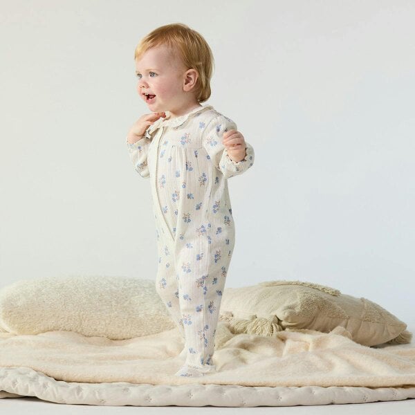 Mini Cuddles Floral-Print Sleepsuit (White)