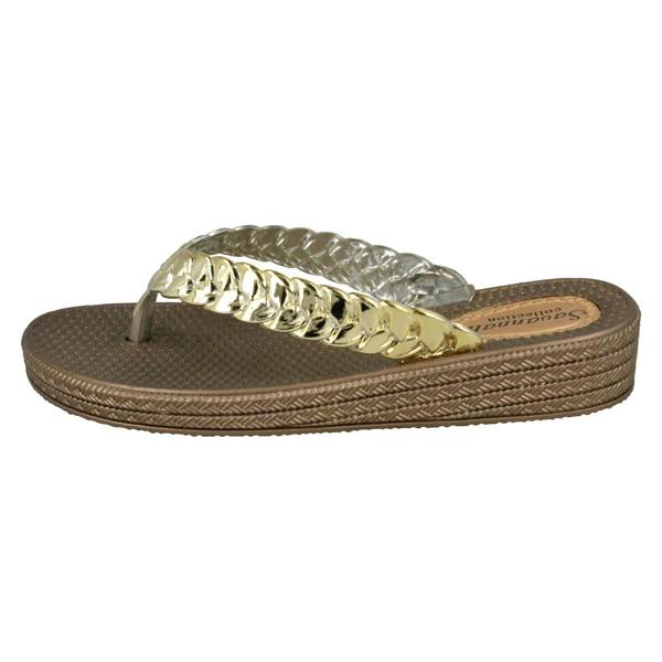Savannah Ladies Savannah Mid Wedge Toe Post Flip Flops
