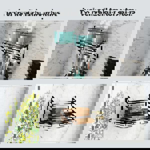 Toque Wall Mounted Pot Pan Rack Multipurpose Utensil Rail Holder Shelf 12 Hooks