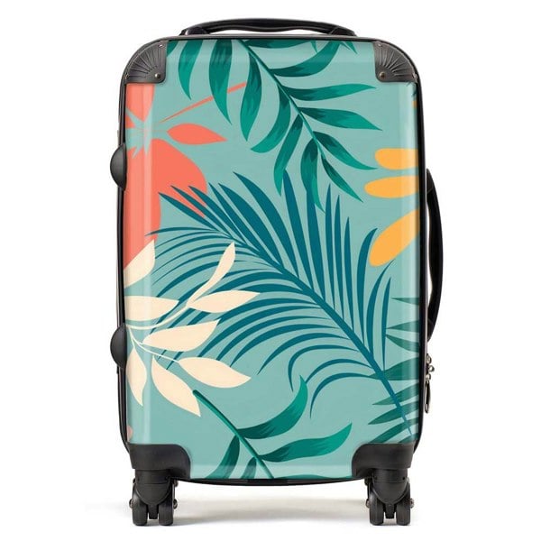 Warren Reed Abstract Bright Colorful Tropical Leaves Suitcase